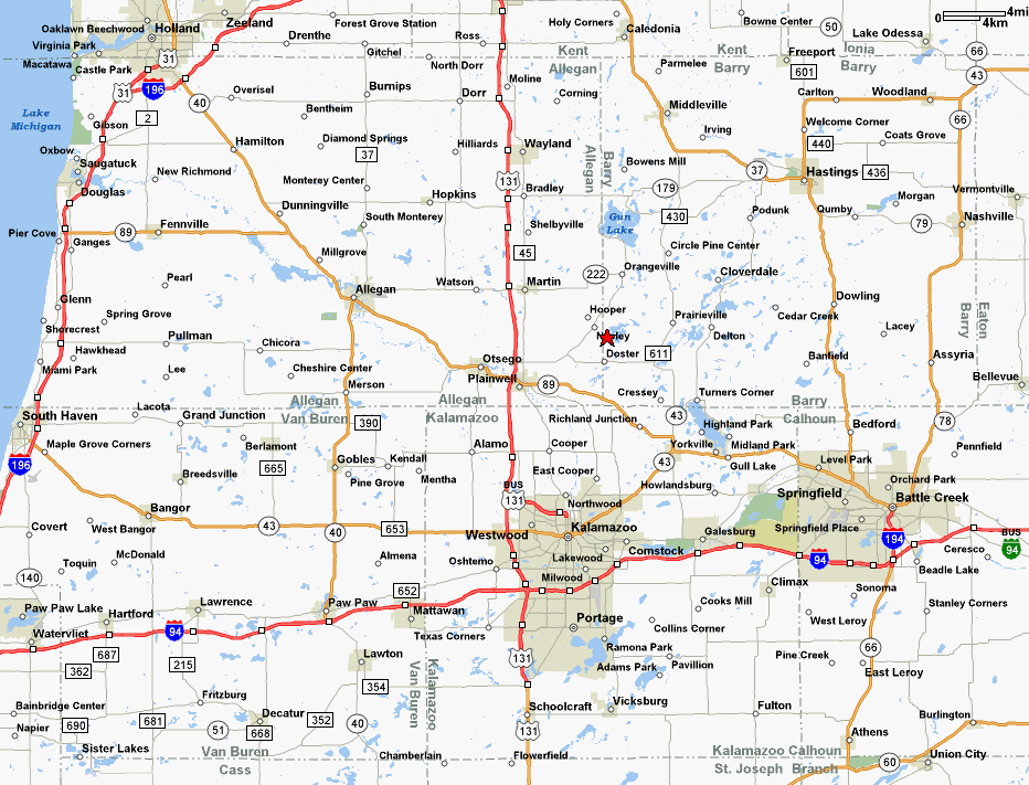 Printable South West Michigan Map